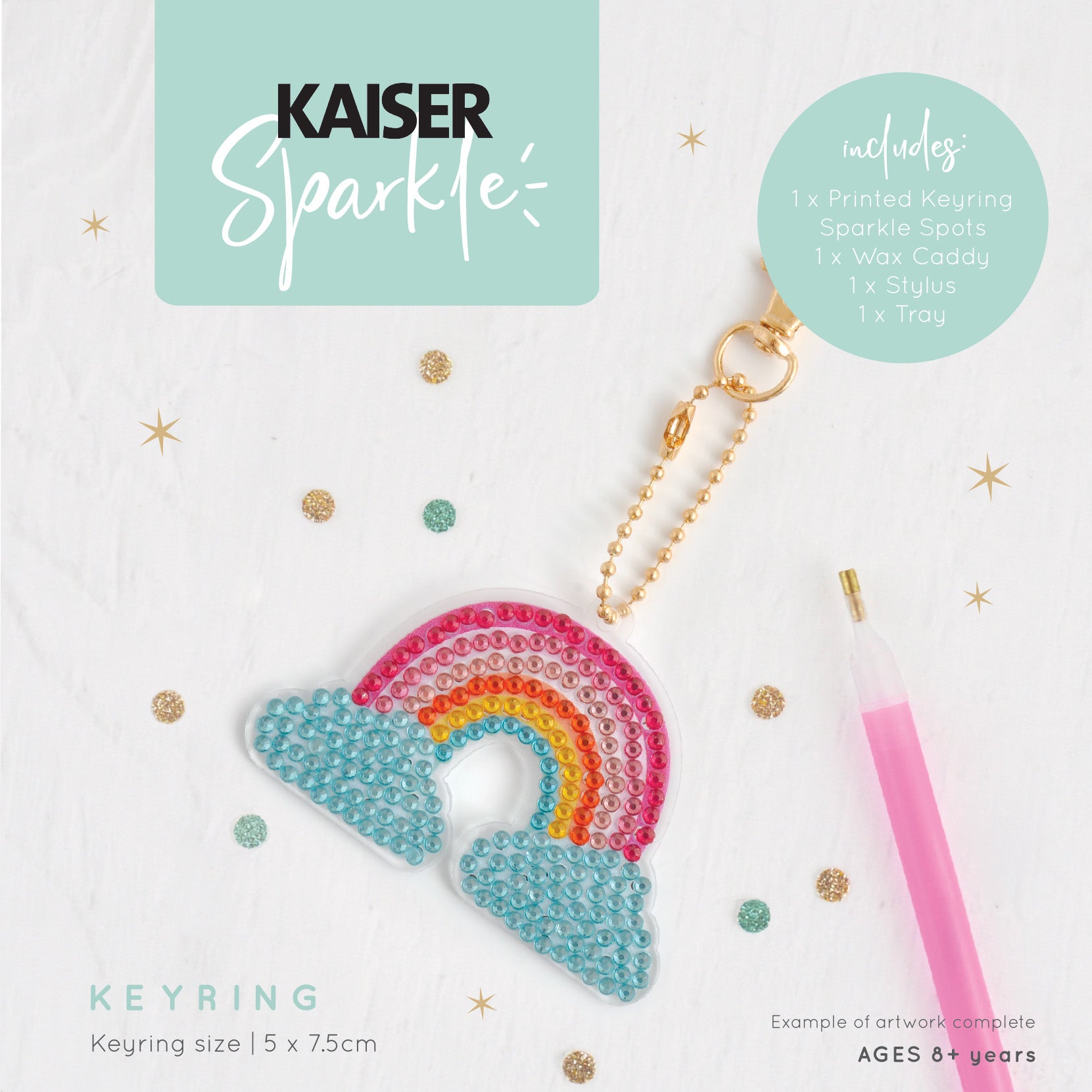 Kaiser Creative Club - Kids Sparkle Keyrings - RAINBOW